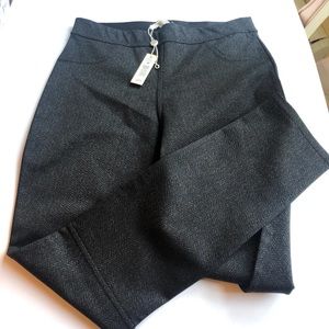 Max Studio Pant Grey/Black Herringbone Pattern Pull-on Super Flattering 5% Spand